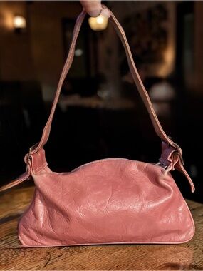 Vintage 90s Y2K Jenny VERA PELLE made in ITALY Pink Leather Hobo Bag